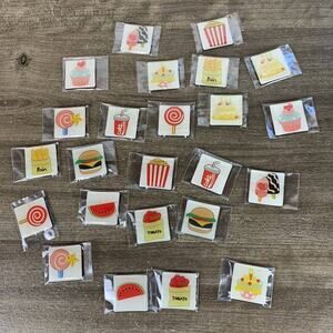 24Pcs Fridge Magnets for Whiteboard Locker Burger Fries Watermelon Cake Lollipop